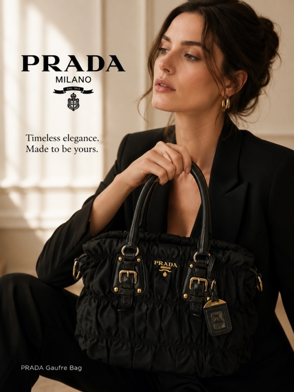 PRADA NYLON SHOULDER/CROSSBODY BAG WITH COA
